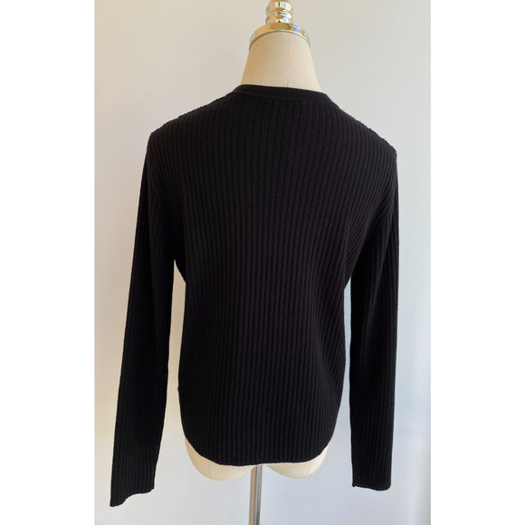 CURRENT St John Sequin-Front Wide Rib Knit Wool Silk Cardigan sz M $795 - Picture 8 of 13